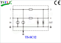 12v - 110vデータ ライン電光サージ・プロテクター音響設備のための6x63x90mm